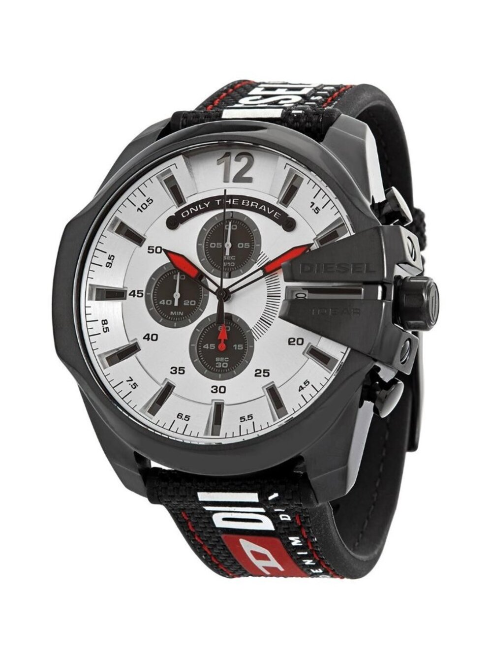 NWT Diesel Mega Chief Chronograph Quartz Silver Dial Men's Watch